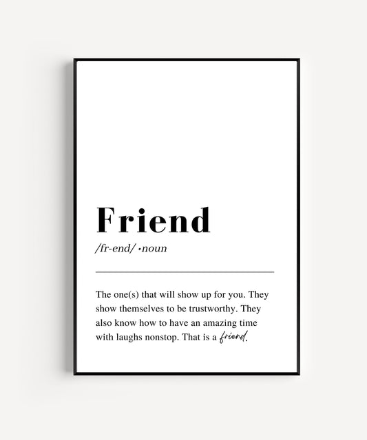 Friend Definition print wall art, printable Wall Art, living room wall art, minimalist poster and print, home wall art, instant download