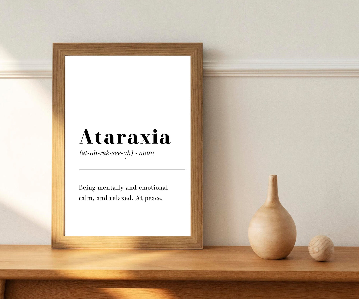 Ataraxia Definition print wall art, printable Wall Art, living room wall art, minimalist poster and print, home wall art, instant download
