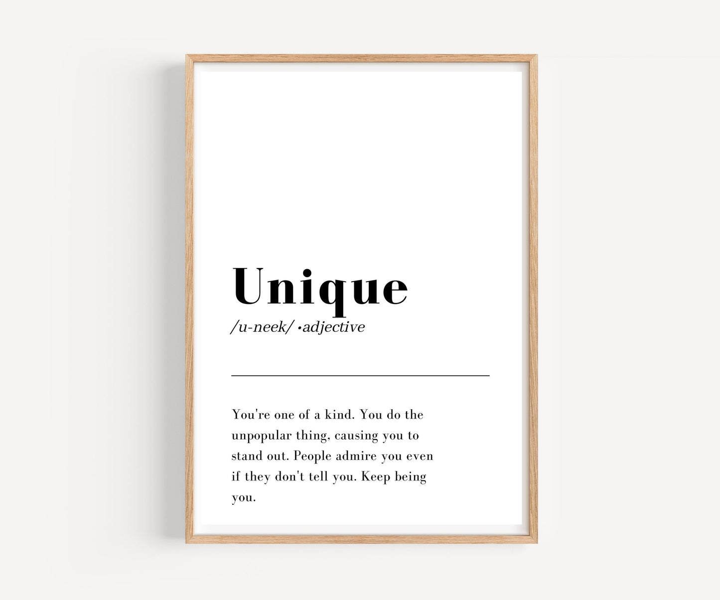 Unique Definition print wall art, printable Wall Art, living room wall art, minimalist poster and print, home wall art, instant download