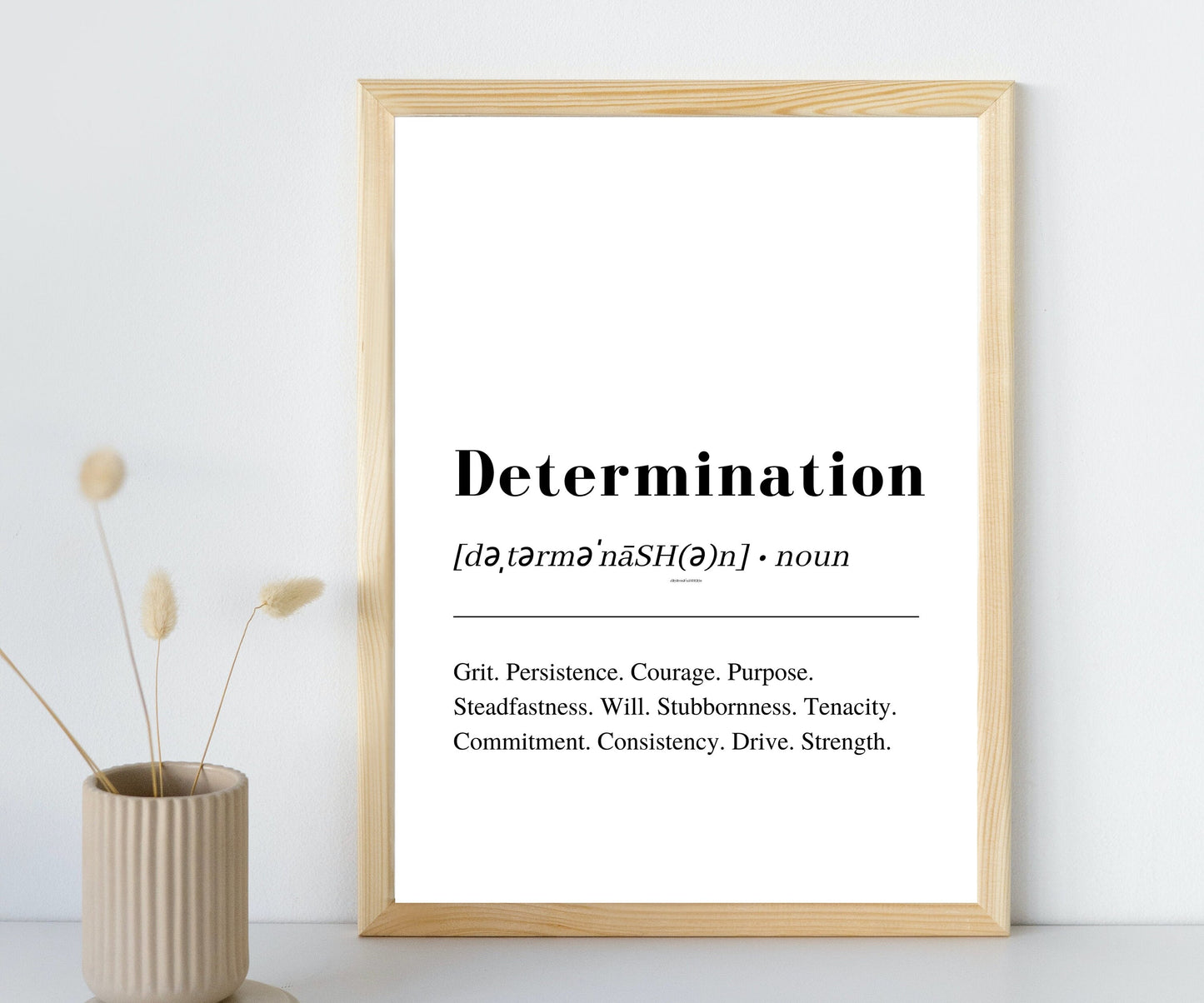 Determination definition printable art, printable Wall art, living room wall art, minimal print, home wall art, instant download print