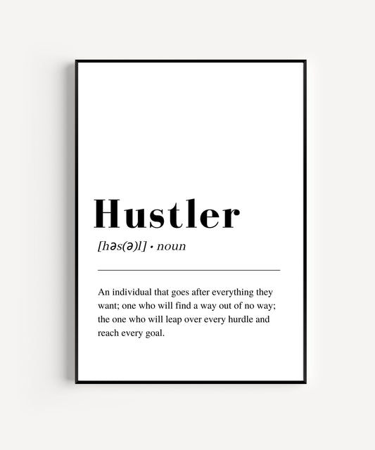 Hustler Definition print wall art, Print Wall Art, living room wall art, minimalist poster print, home wall art, instant download print